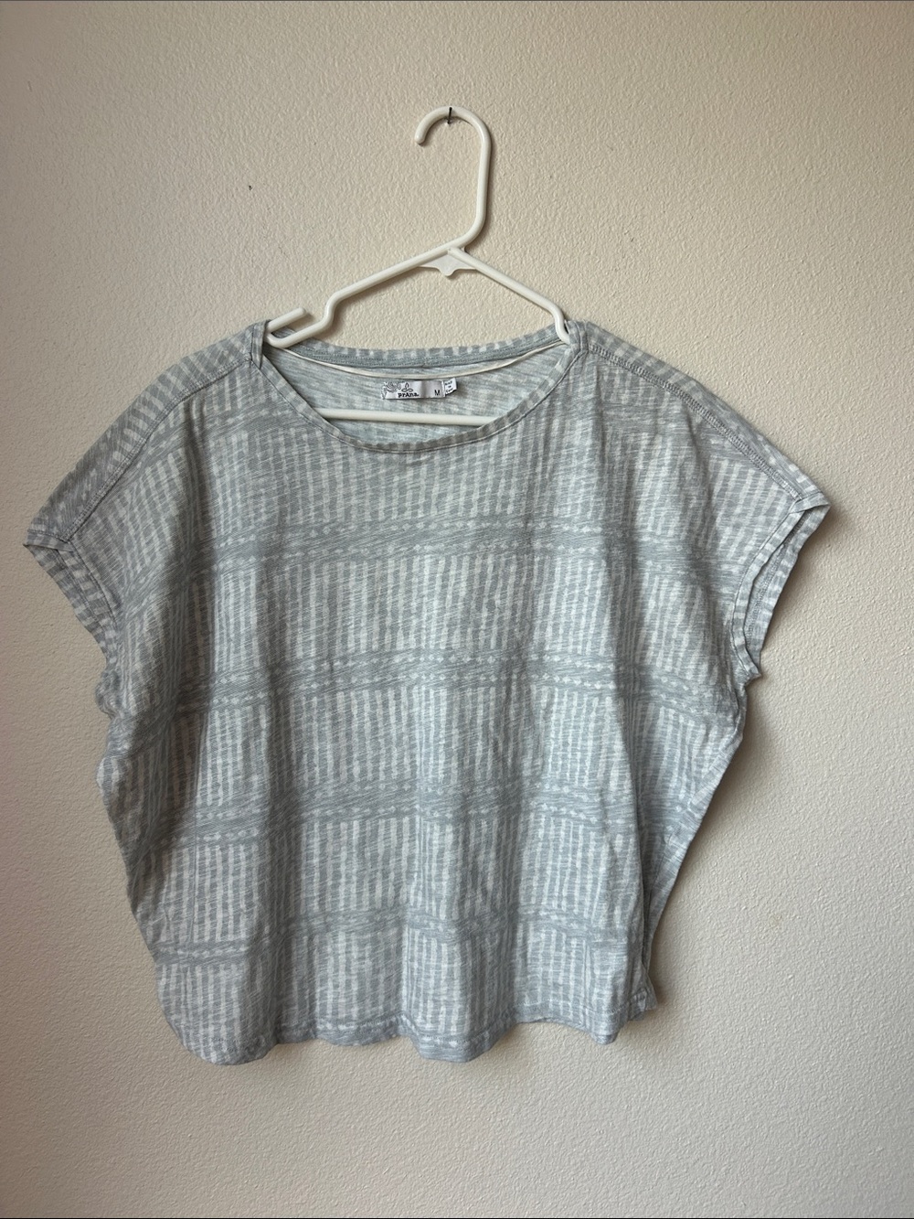 Prana Light Gray Textured Boxy Tee